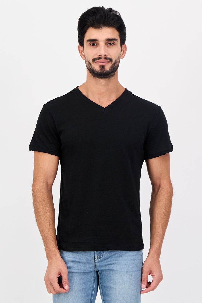 Frye Men 4 Pieces V-Neck Brand Logo Short Sleeve T-Shirt, Black - Image 1
